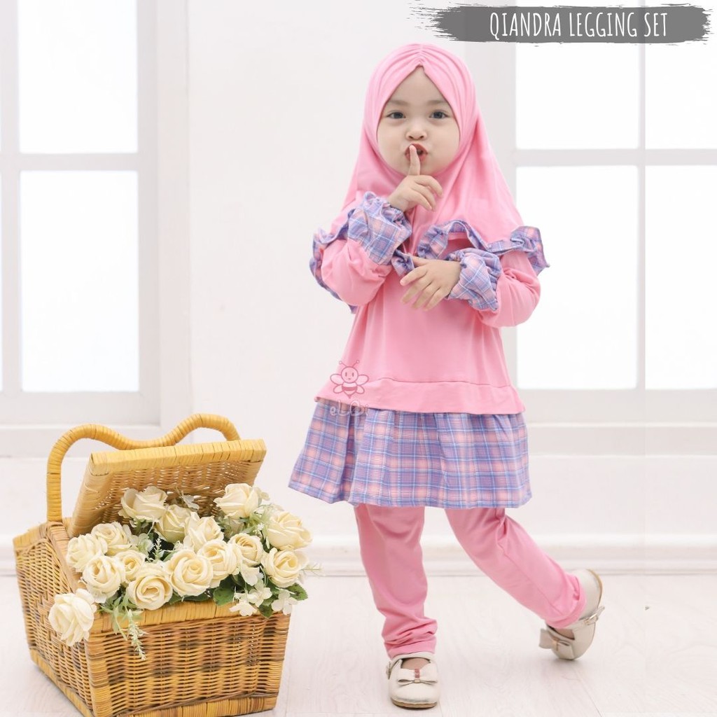 Baju Muslim Anak 1-6 Tahun / Baju Muslim Anak Qiandra Set eLBi / Baju Gamis Anak Perempuan Rayon
