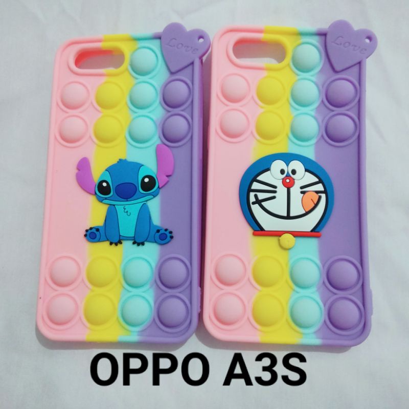 Case Pop It Oppo A3S Softcase Kartun Doraemon Hello Kitty Kesing Hp Pelangi