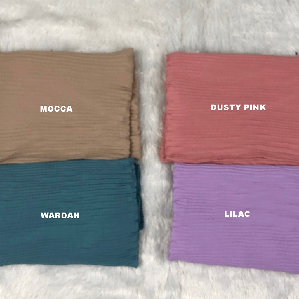 Hijab Pashmina Ceruty Full Plisket Lidi Tanpa Garis Tengah 180x75cm