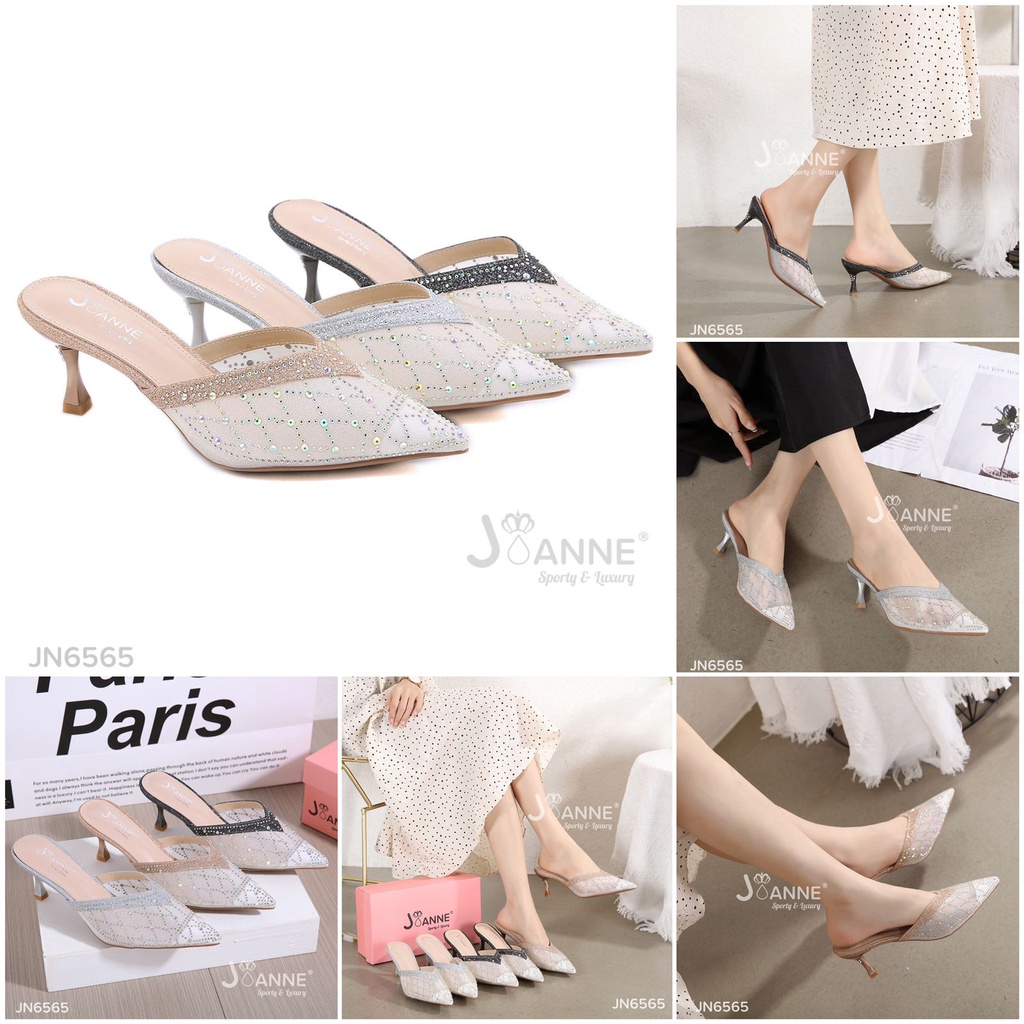 JOANNE Mules Heels Shoes Pesta #JN6565 ORIGINAL