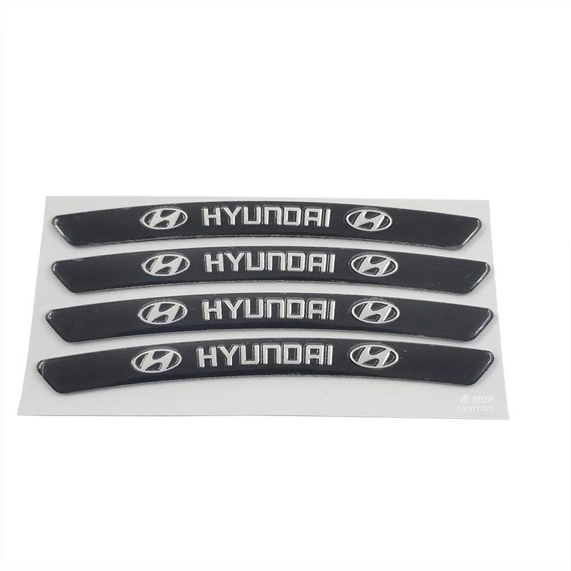 4 x Aluminum HYUNDAI Letter Logo Car Auto Wheel Tire Decorative Emblem Badge Sticker Decal HYUNDAI