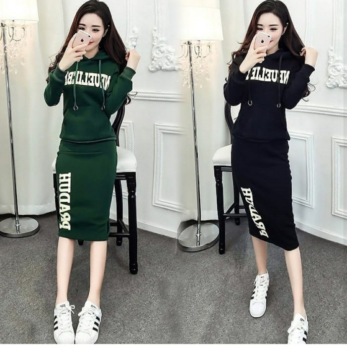 Setelan Import Wanita Muslim Terlaris Stelan Bordir Training  JW916 Setelan Wanita Set Praduh Hd99