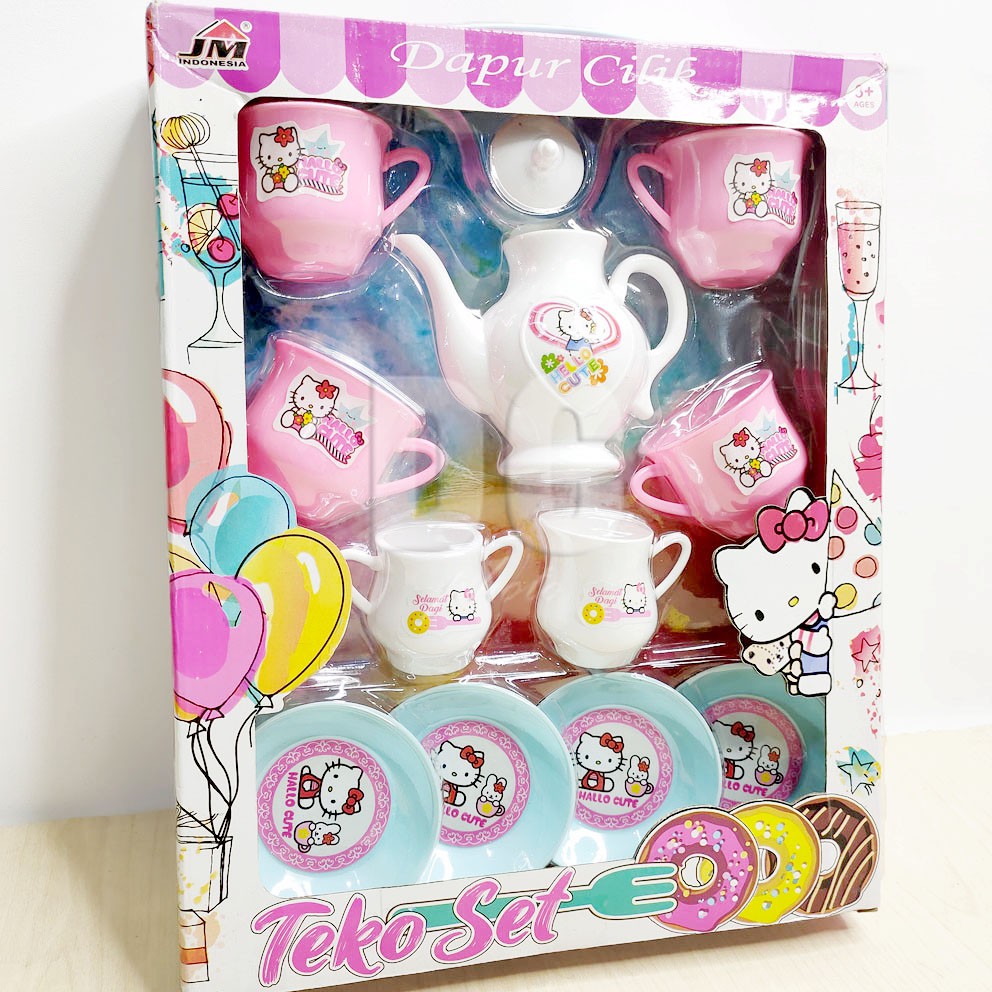 Teko Set Dapur Cilik Mainan Tea Set Cangkir Teh Hello Kitty Princess