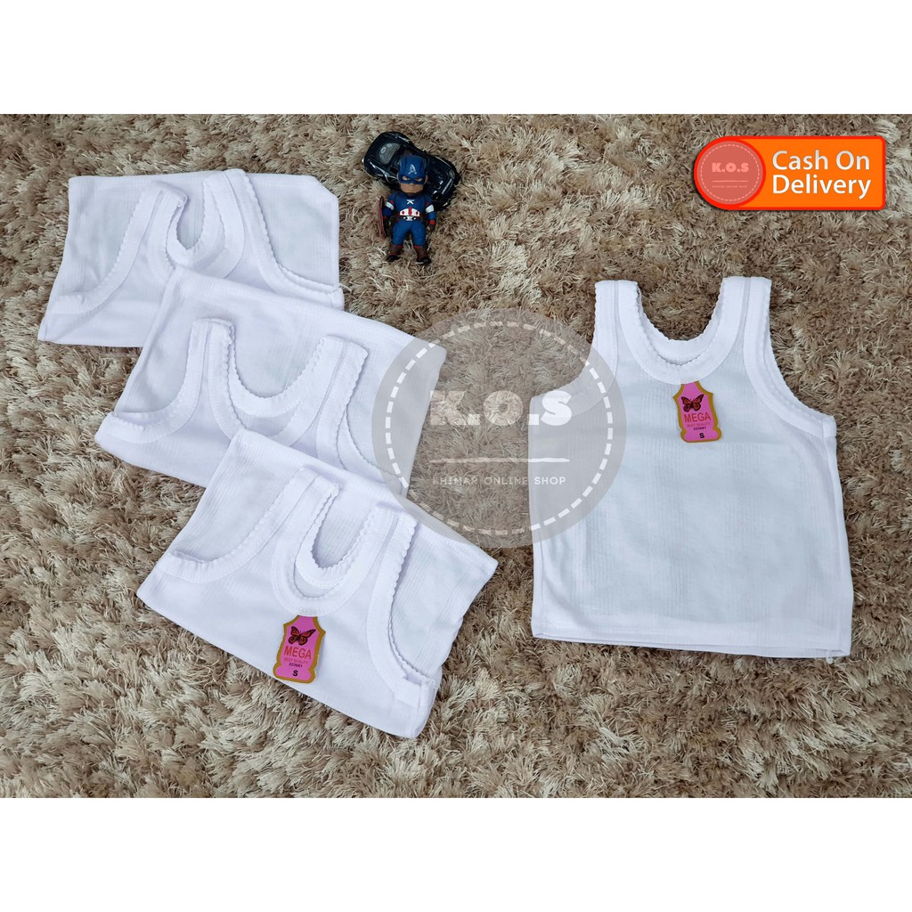 kaos dalam anak singlet anak unisex terlaris khusus putih ukuran s,m,l,xl,3l