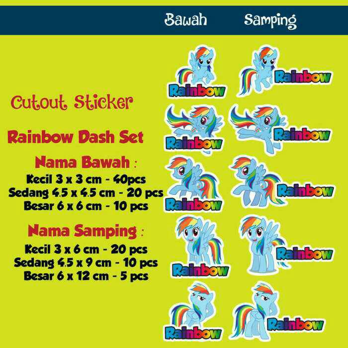 

Stiker Label Nama Waterproof Rainbow Dash (Set)