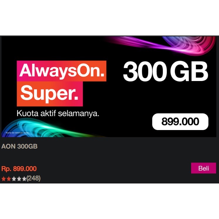 TRI AON KUOTA HINGGA 300GB MASA AKTIF SELAMANYA