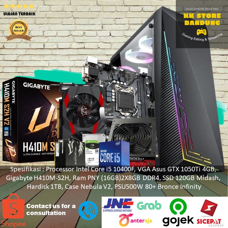 PC RAKITAN INTEL CORE I5 10400F GEN 10 | GTX 1050TI |RAM16GB PC GAMING