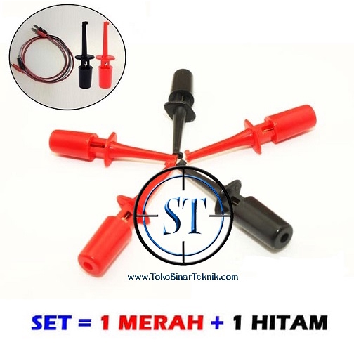 Test Clip Probe Hook Clip Connector IC single Jepit Merah - Hitam Set Jepit Multimeter Multitester Tester Sambungan Kabel