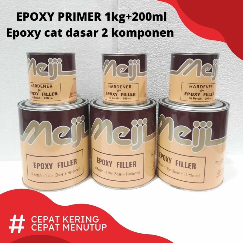 EPOXY FILLER 1kg CAT DASAR MEIJI PUTIH ABU HITAM 1200ml - Epoxy mobil epoxy motor epoksi mobil epoks