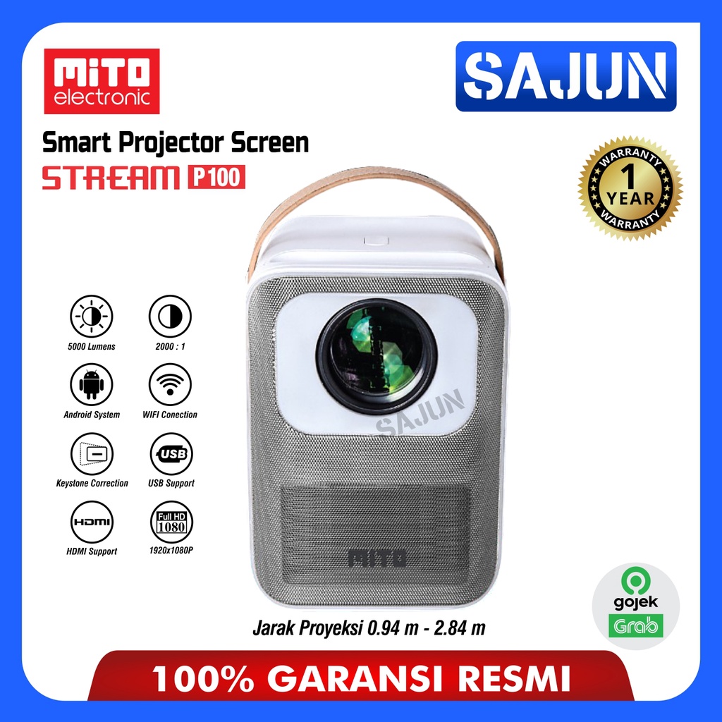 MIto Smart Projector Stream P100 Android 9.0 WIFI BLUETOOTH Proyektor