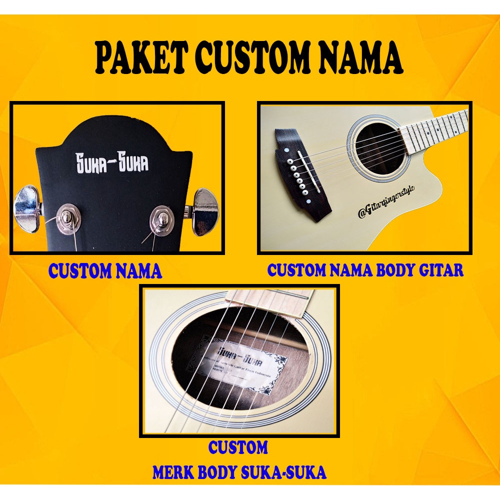 Custom Nama Logo Foto Pada Gitar Suka Suka