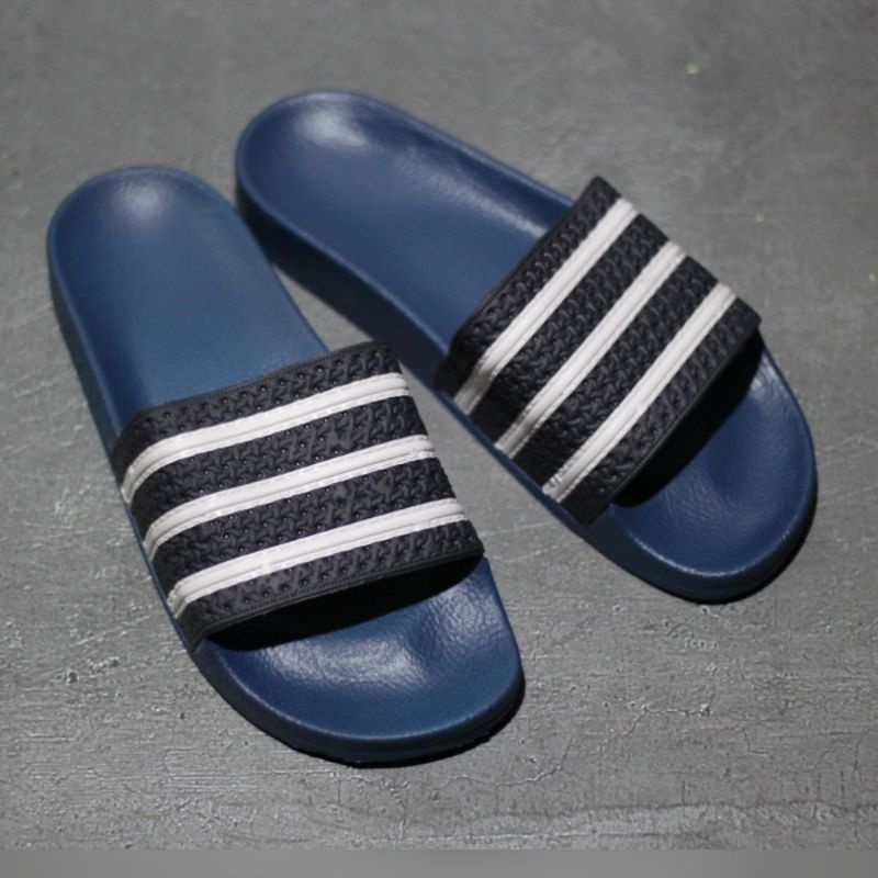 Sandal slide pria Sandal slop Sandal ADS ADILETTE ORIGINAL FULL TAG MADE IN ITALY-Navy white