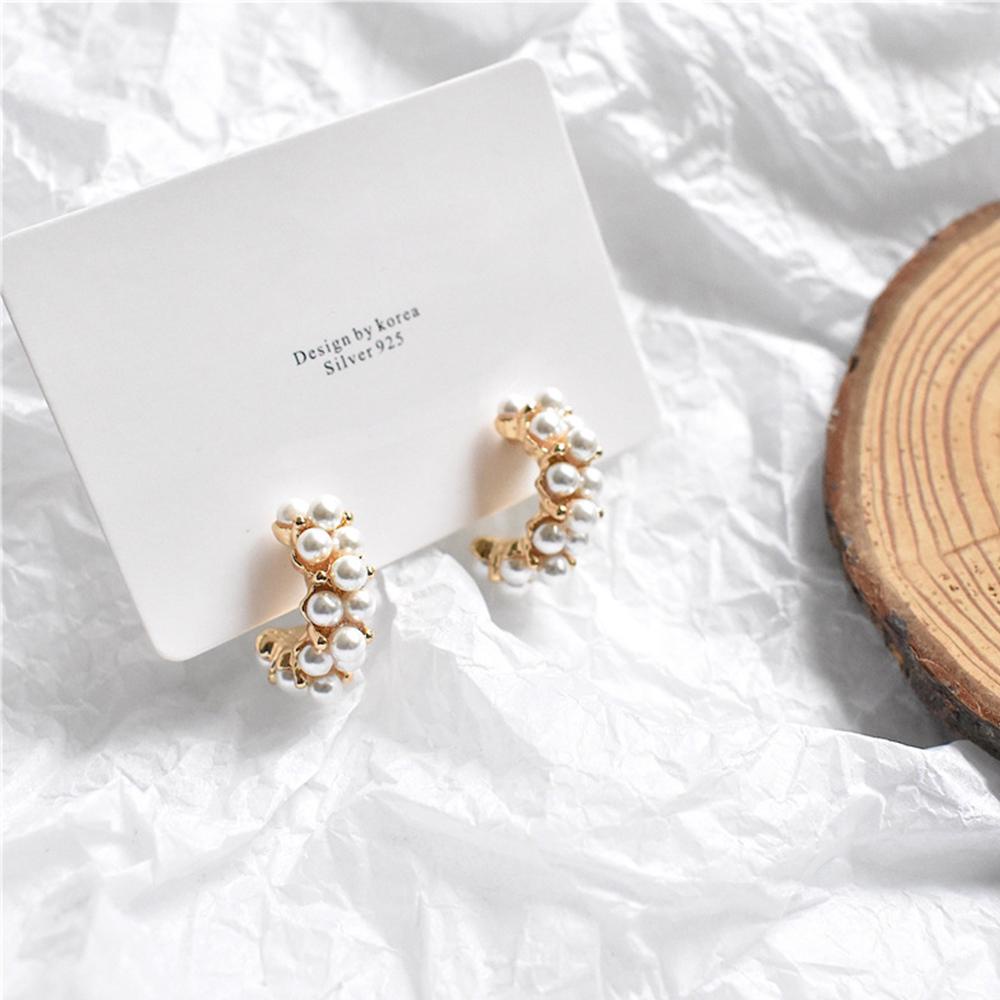 Anting Hoop Agustina Wanita Baru Lingkaran Mutiara Temperamen Handmade Vintage Fashion Jewelry