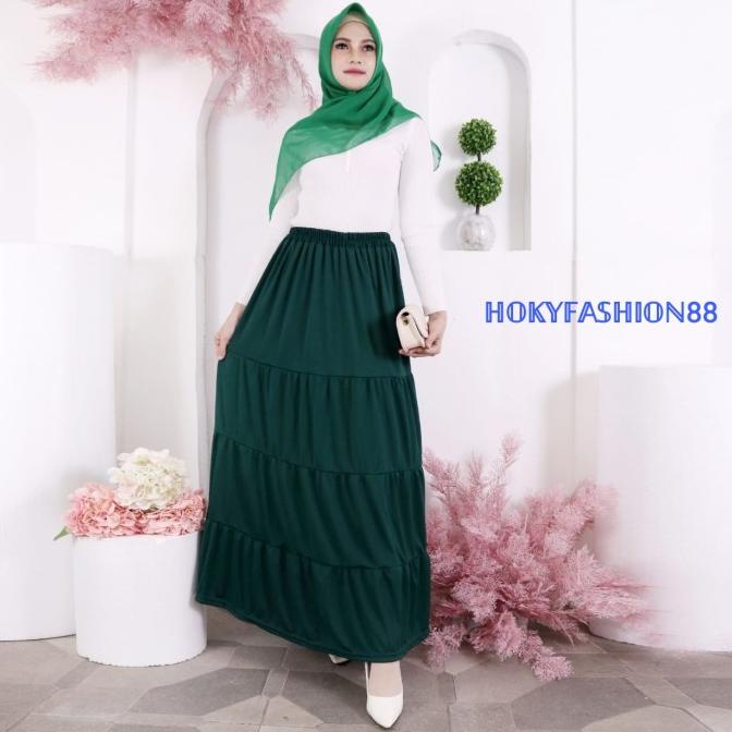 ROK MAXI SUSUN MOSCREPE / ROK TUMPUK / ROK SUSUN / ROK TINGKAT _Termurah?Promo