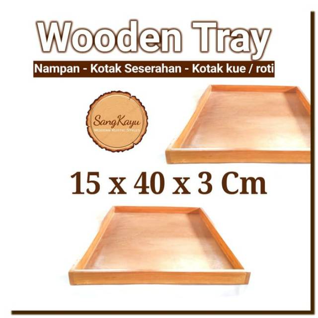 Wooden Tray 15x40x3 cm nampan kayu kotak seserahan kotak hantaran kayu