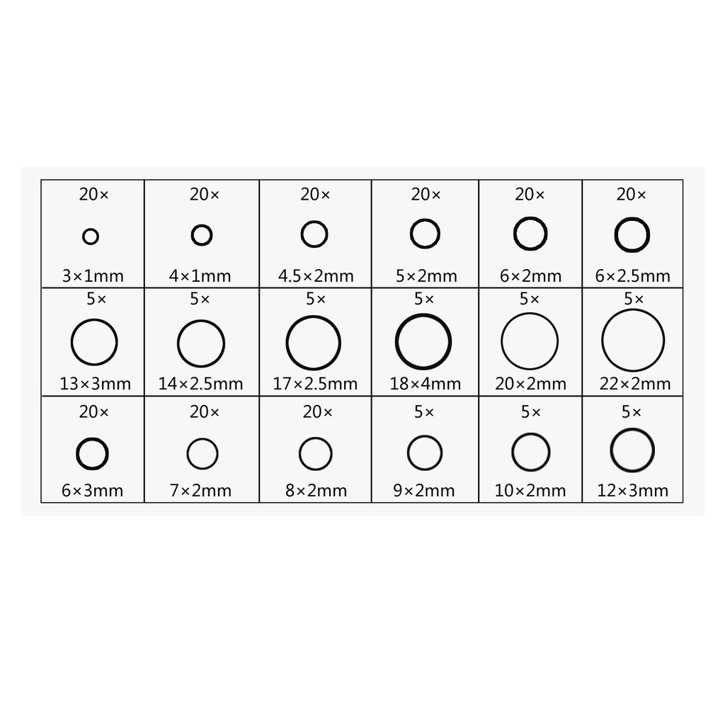 225pcs Karet Reparasi Rumah Ring O Seal Gasket Grommet Kit (Tanpa Dus)