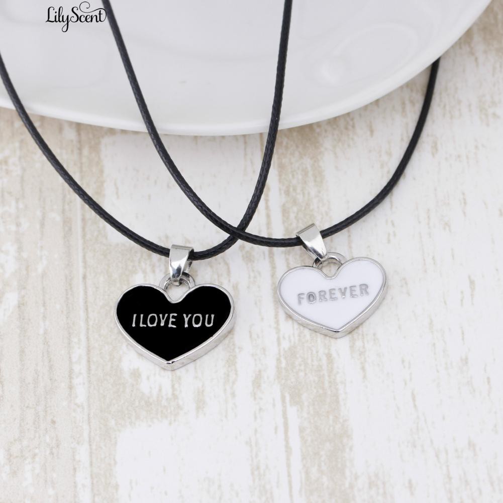 2 Pcs / Set Aku Mencintaimu Selamanya Surat Jantung Pasangan Kalung Valentines Gift