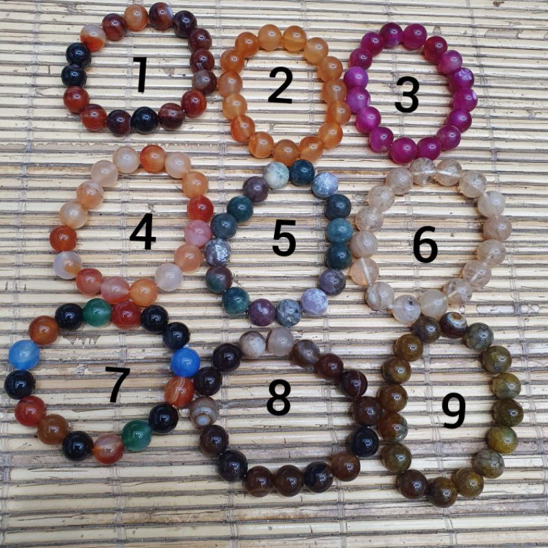 Gelang batu agate ukuran 12mm