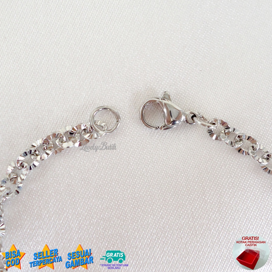 Lovelybutik - Gelang Anak Perempuan Titanium Asli Anti Karat - Gelang Tangan Anak Cewek Lucu Lov3 Bonus Kotak Perhiasan