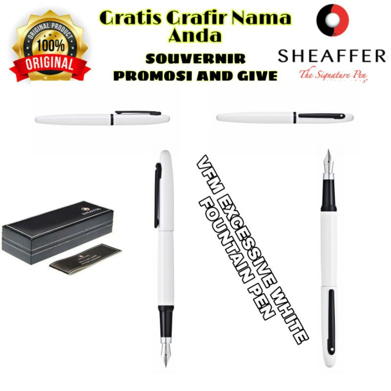 

PULPEN SHEAFFER VFM EXCESSIVE WHITE FOUNTAIN PEN ORIGINAL GRATIS GRAFIR NAMA ANDA