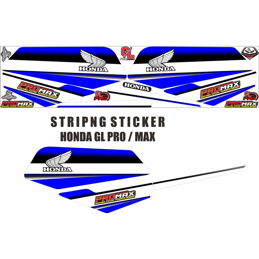 VARIASI STIKER STRIPING VARIASI MOTOR HONDA GL PRO GL MAX VARIASI TERARU POLET STYLE PUTIH LIST BIRU