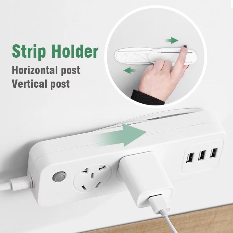 Gantungan Stop Kontak Papan Holder Tempat Tempel Menempel Colokan / Barang di Dinding Serbaguna Power Plug Socket Alat Gantung Perekat Remote TV AC Router Wifi Rak Kabel Extension Tempelan Hook Wall Hanger Organizer Adhesive Strip Slide Sliding