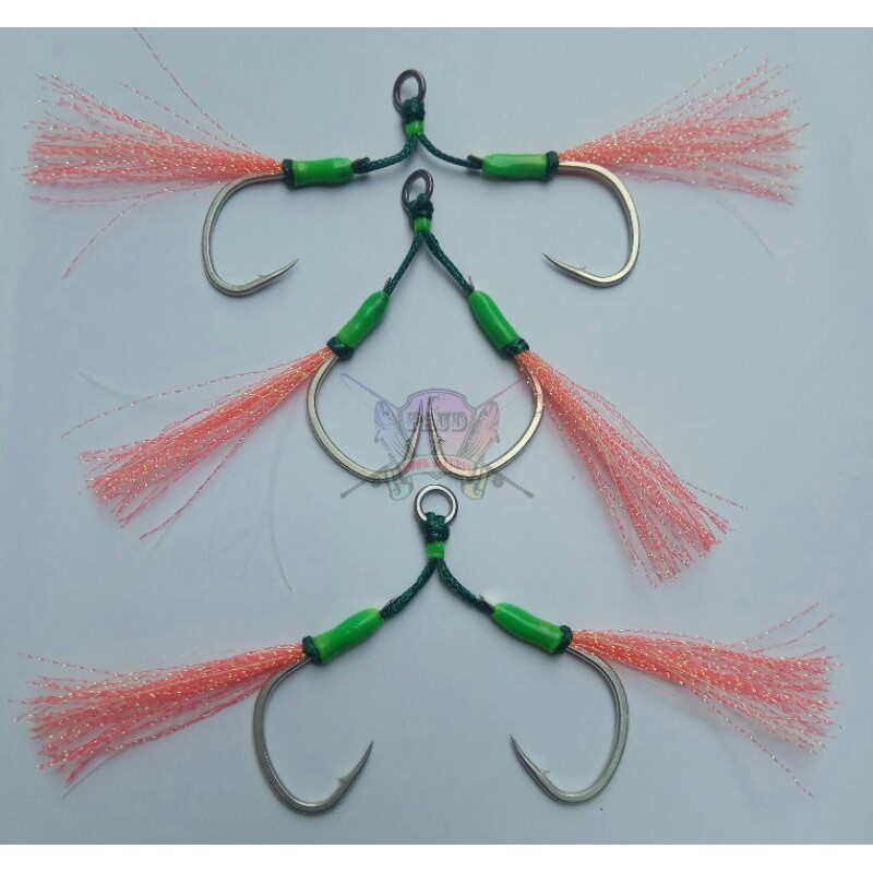 Assist Double Hook 4/0 Hook Model Pike SCH - GID Menyala Dalam Gelap