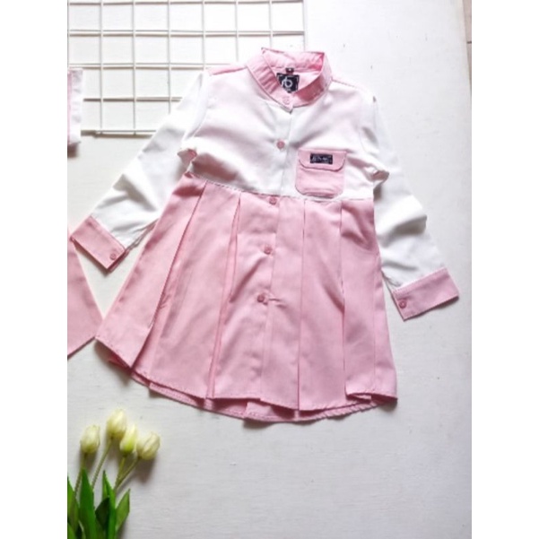 KEMEJA KOKO DAN DRESS COUPLE ANAK CEWE COWO BAHAN KATUN 1-12th