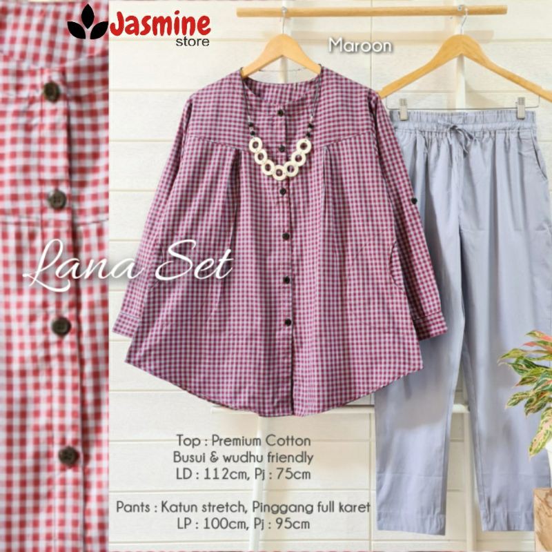 baju setelan celana wanita blouse katun LANA SET