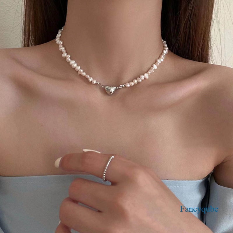 Kalung Choker Rantai Liontin Hati Hias Mutiara Gaya Korea Untuk Wanita 2022