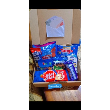 

HAMPERS SNACK/ SNACK BOX/ KADO ULTAH/ BOX MINI / PAKET BOX TEMA BIRU