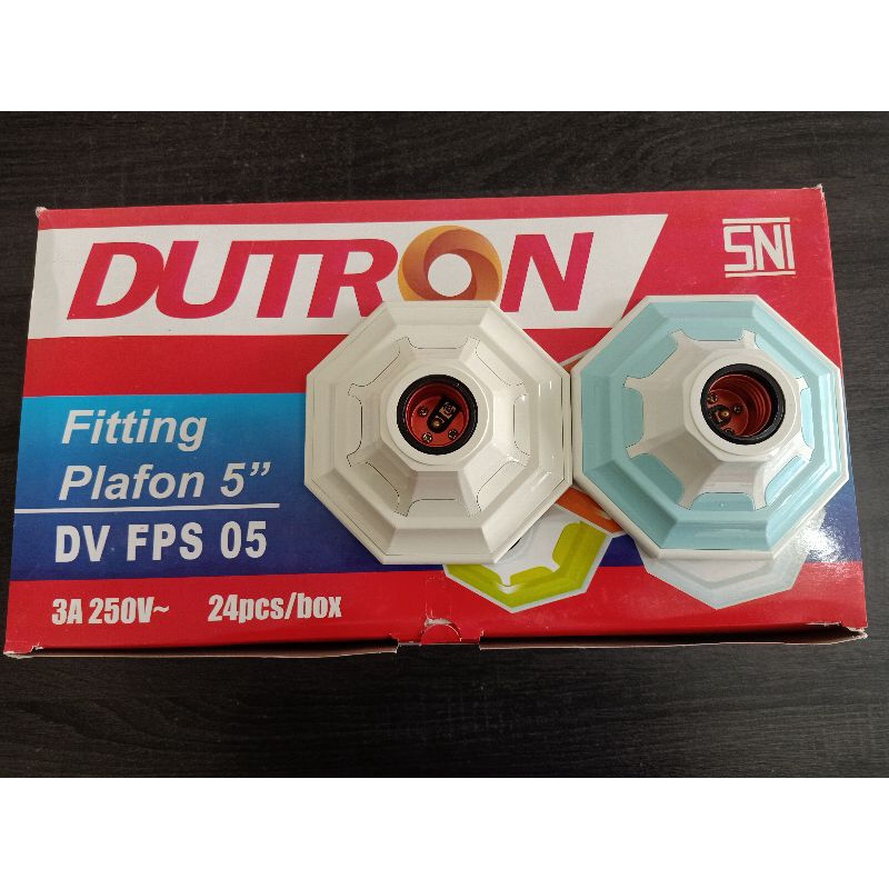 FITTING PLAFON 5&quot; DUTRON PUTIH BIRU HIJAU ORANYE DV-FPS-05 COLOK COLOKAN LAMPU TIDUR TANPA SWITCH NO SAKLAR ON OFF KUNINGAN TAHAN PANAS