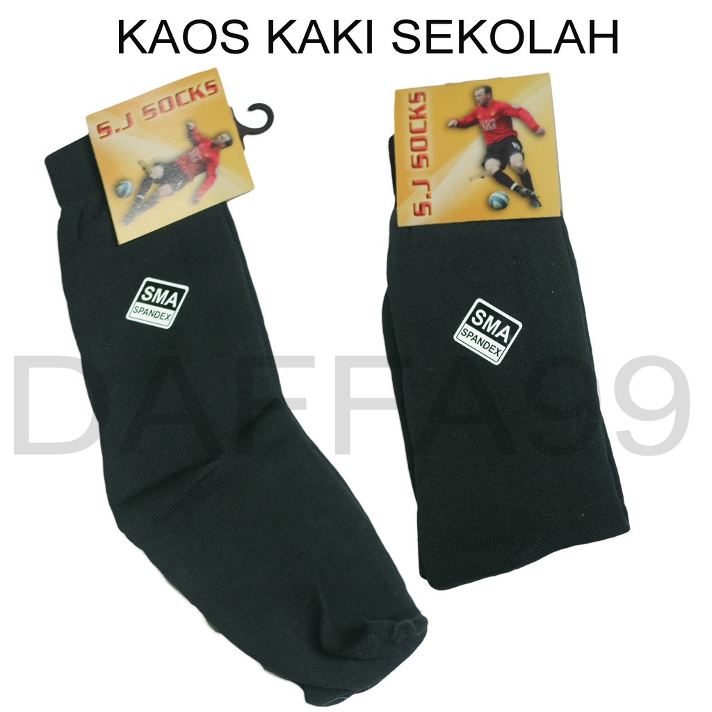 Kaos kaki sekolah hitam polos ukuran SD SMP  SMA bahan spandek polyester sebetis