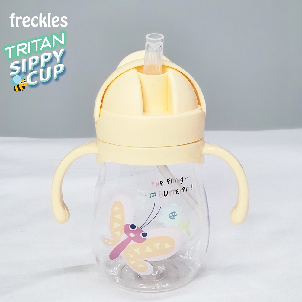 Freckles Water Bottle Tritan Sippy Cup Butterfly Yellow Botol Minum Anak 210ml