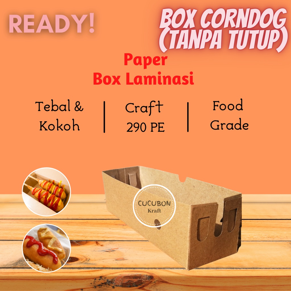 Paper Tray Food Corndog / Box Corndog Tray Tanpa Tutup / Dus Corndog Tanpa Tutup / Tempat Corndog