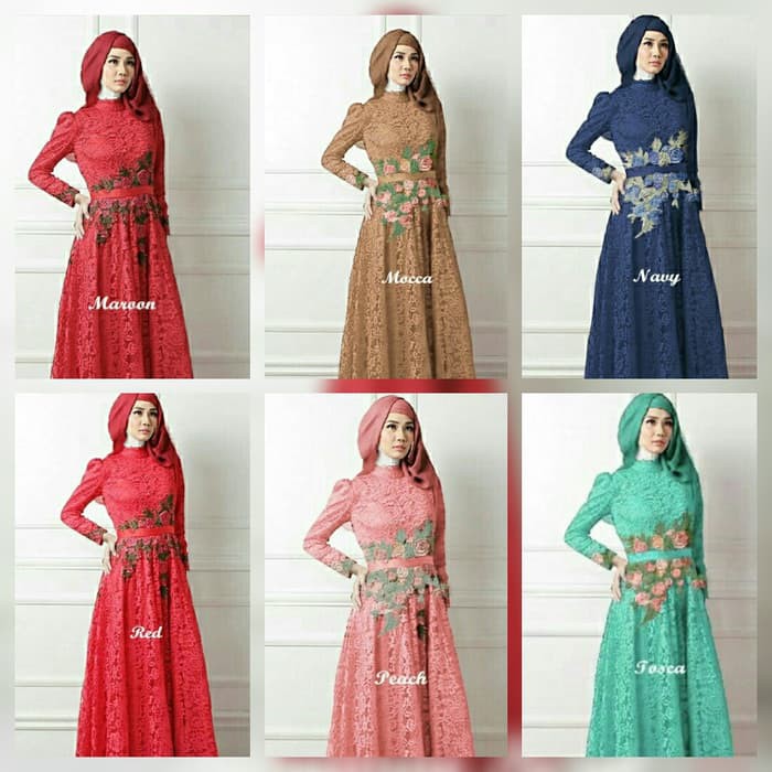 Terbaru GAMIS LEBARAN 2017 / BAJU PESTA MUSLIMAH / GAMIS BROKAT TERBARU berkualitas