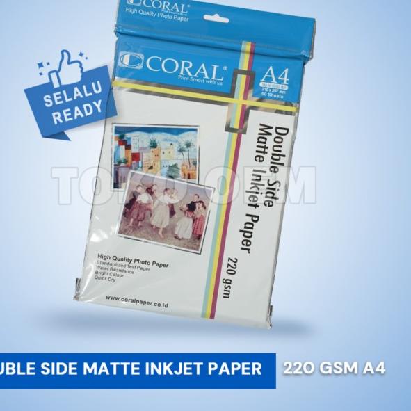 

❅ Coral Double Side Inkjet Paper A4-220 Gr (Pack=50 Sheet) ✯