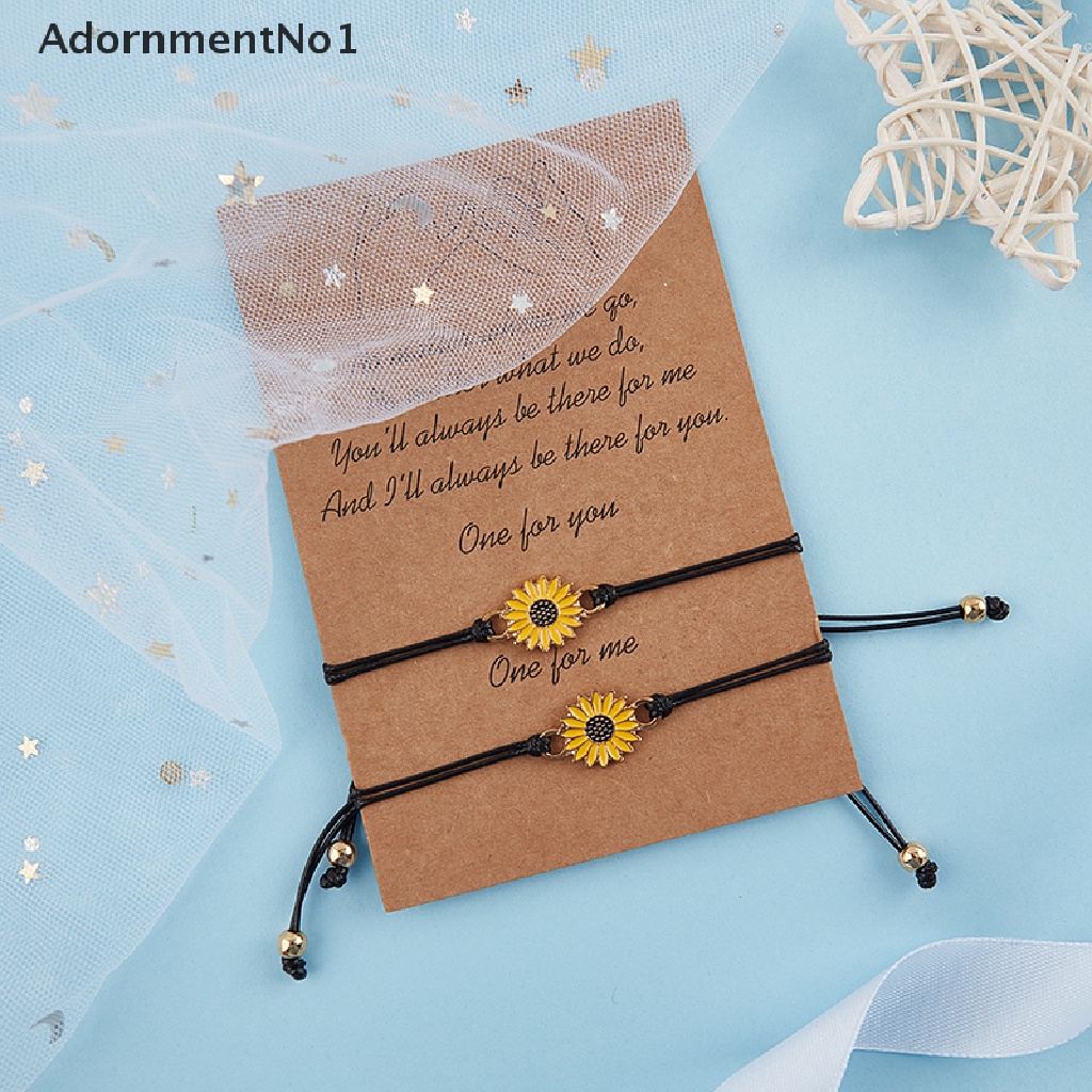 (AdornmentNo1) 2pcs / Set Gelang Persahabatan Rantai Pendan Hati + Huruf Lucky Wish