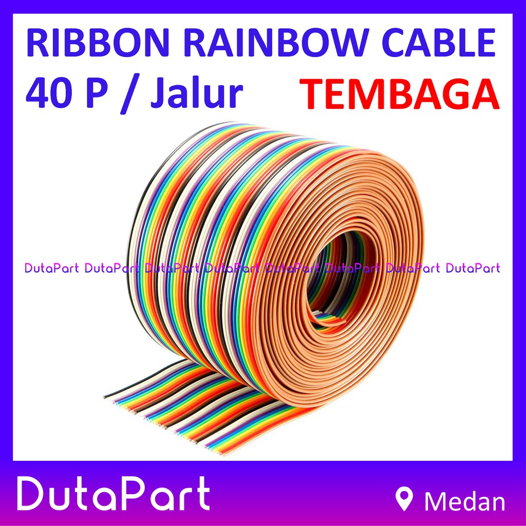 40 Pin / Jalur Kabel Pelangi Rainbow Ribbon Dupont Cable Harga 1 Meter