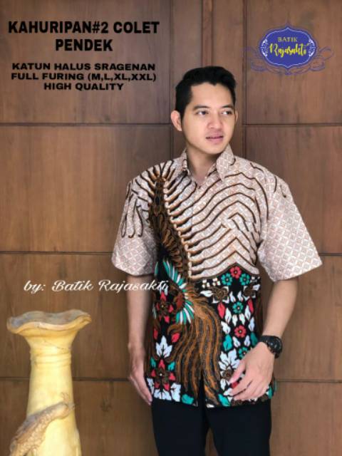 Batik Pria Lengan Pendek Asli Katun Sragenan Solo Full Furing