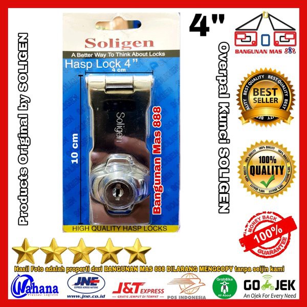 Overpal Kunci Soligen 4 In 10cm Putih - Kunci Hasp Lock - Overpal Gembok - Overpal Otomatis