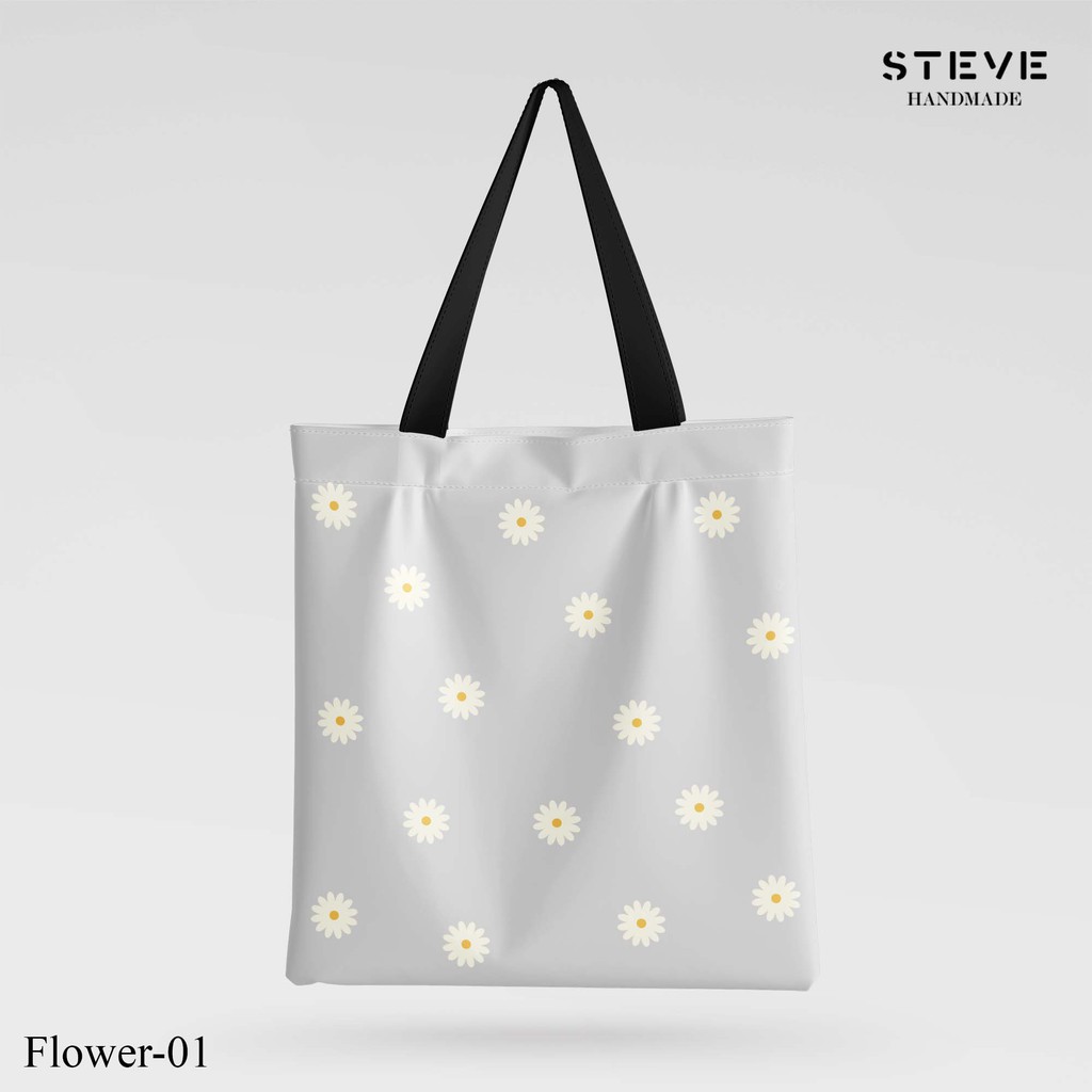 Tote Bag Kanvas TB3337 Tema Flower ( Tas Belanja Canvas Cotton Custom)