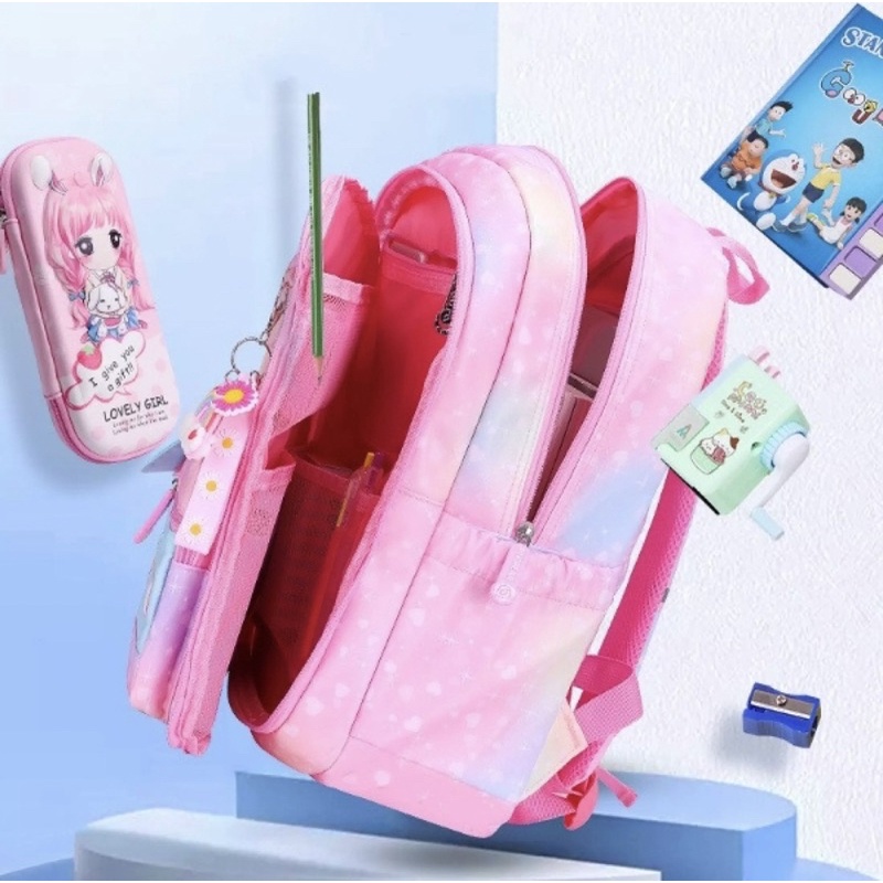 Ransel Troly Anak SD DSTR 8002 17inch Ransel Waterproof Tas Troly Perempuan SD