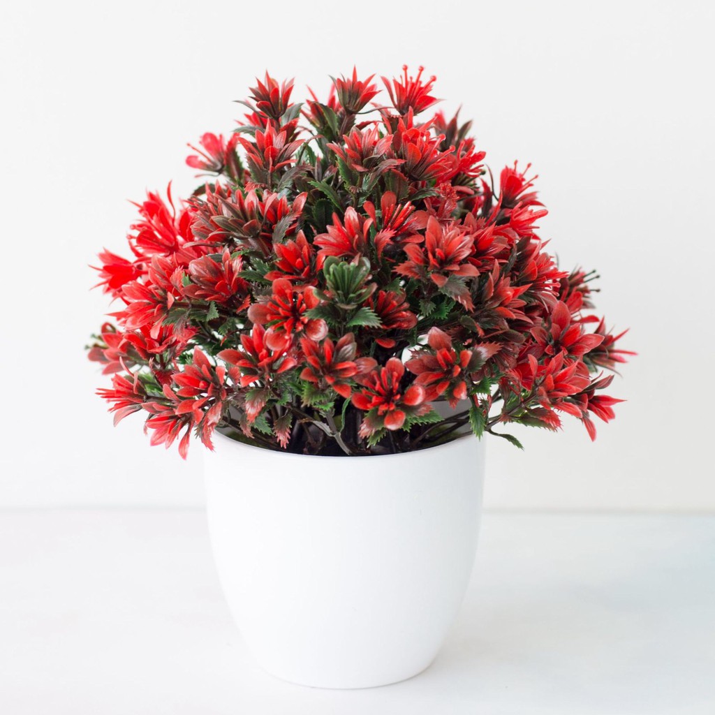 BOS236 Bunga Plastik / Pajangan Bunga Artifisial-Merah