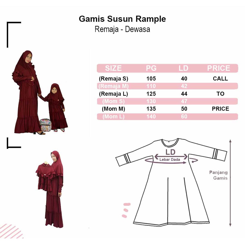 CruCil Factory Baju Gamis Susun Rample Remaja (9y-16y)