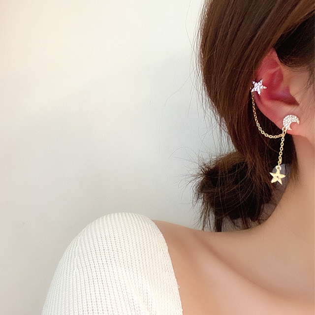 Korean Temperament Star Ear Bone Clip Earrings Fashion Niche Personality Earrings S925 Silver Needle For women Jewelry