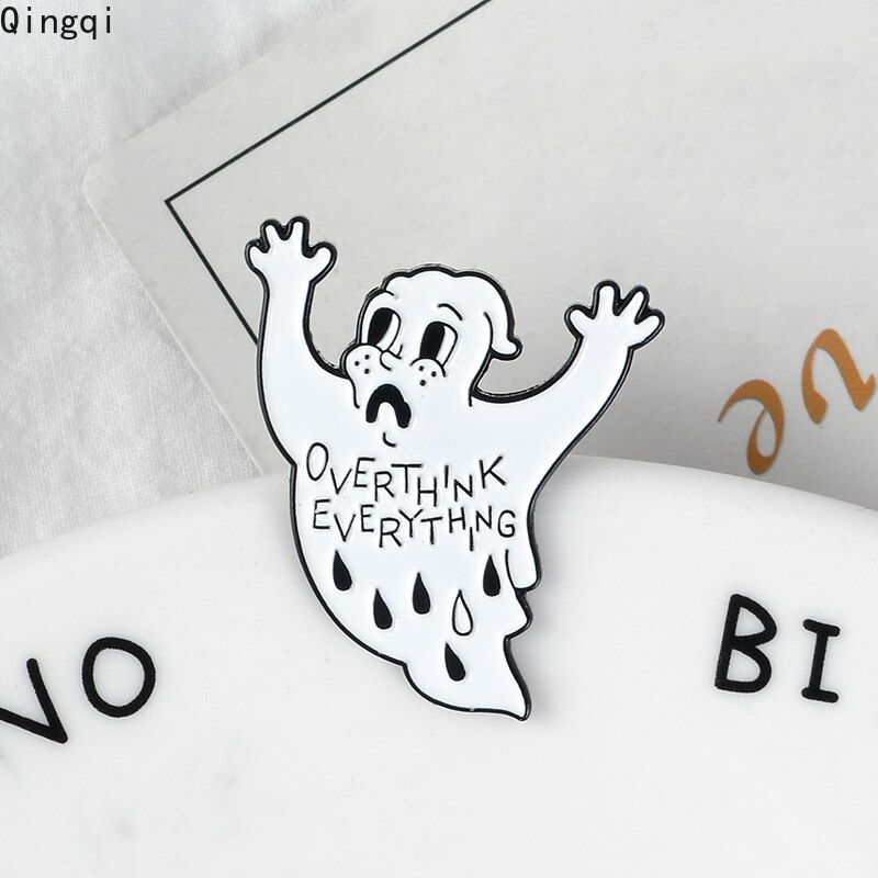 Bros Pin Enamel Desain Kartun Hantu Putih Untuk Pria Dan Wanita