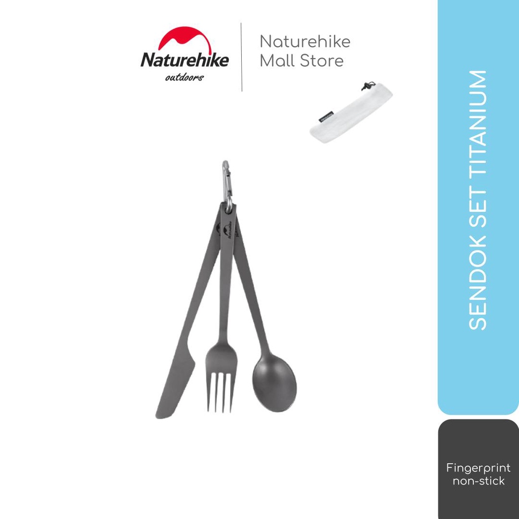 SENDOK SET TITANIUM NATUREHIKE NH19T011-D GARPU PISAU CAMPING PORTABLE
