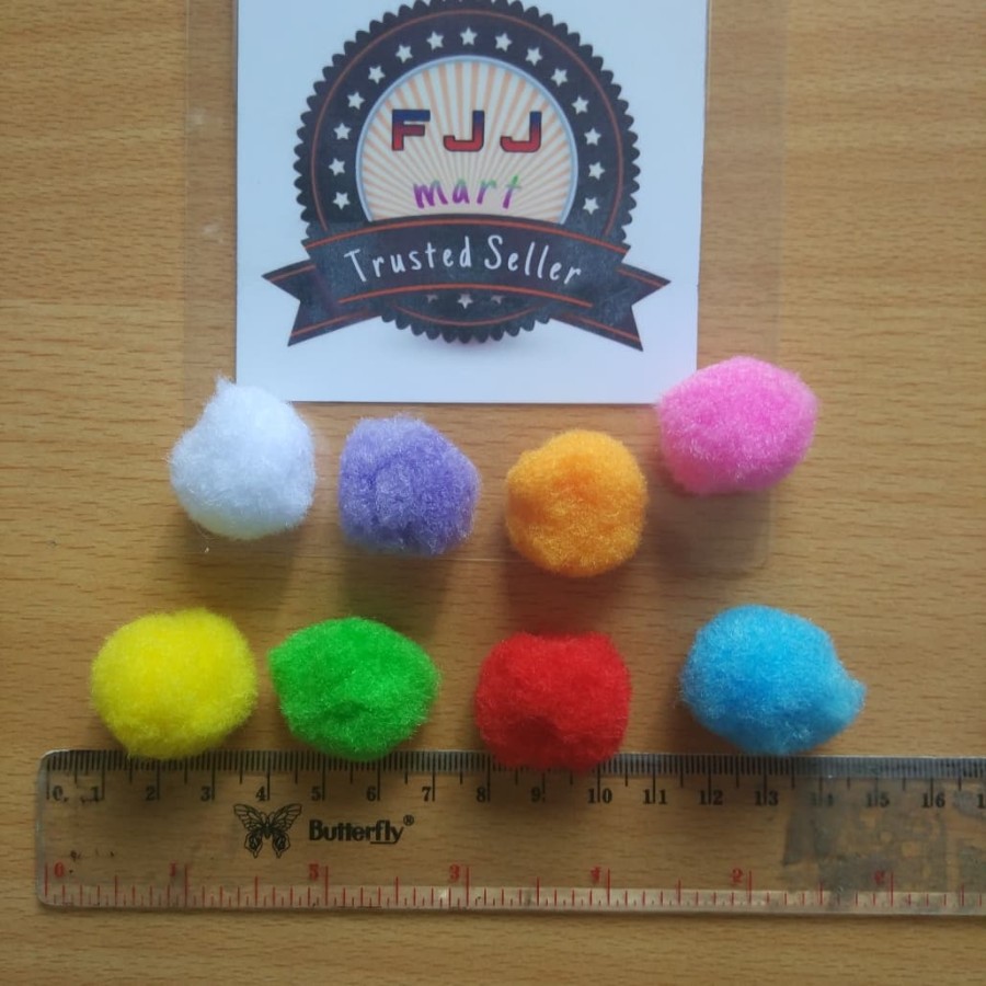 pompom / pom pom bola bulu warna warni prakarya