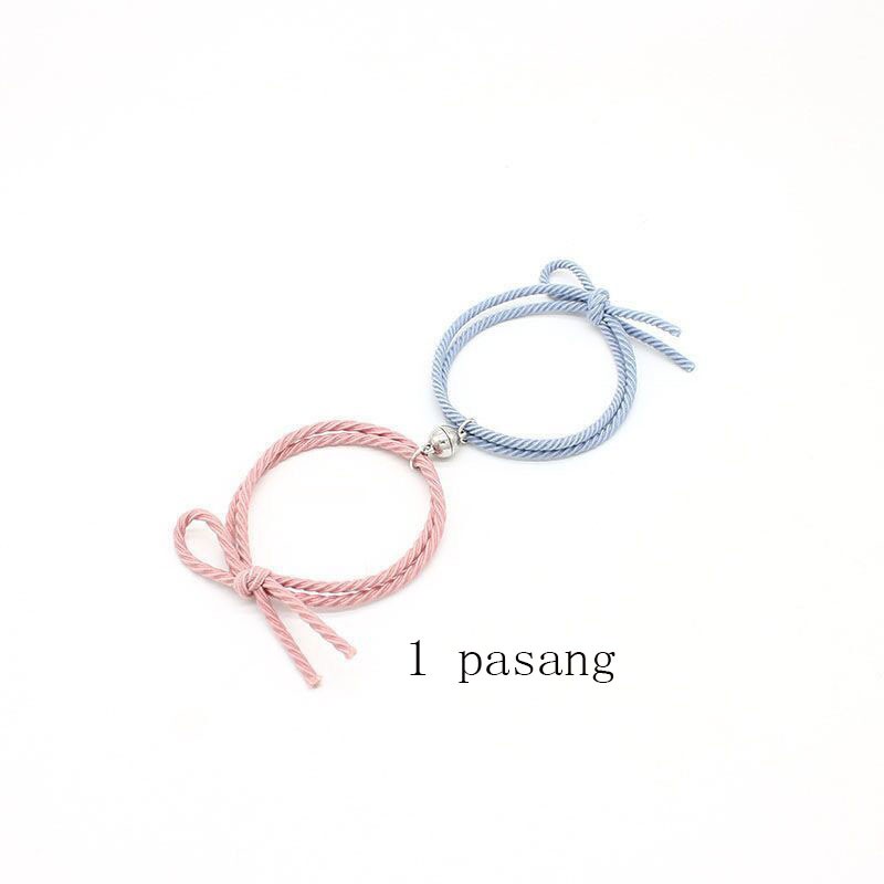 Tai Chi Yin dan yang 2 pcs Gelang Couple Magnet Pasangan Liontin Kreatif Pesona Gelang Perhiasan Hadiah Kekasih/ Couple Magnetic Attract Braided❤Yimi❤-#9